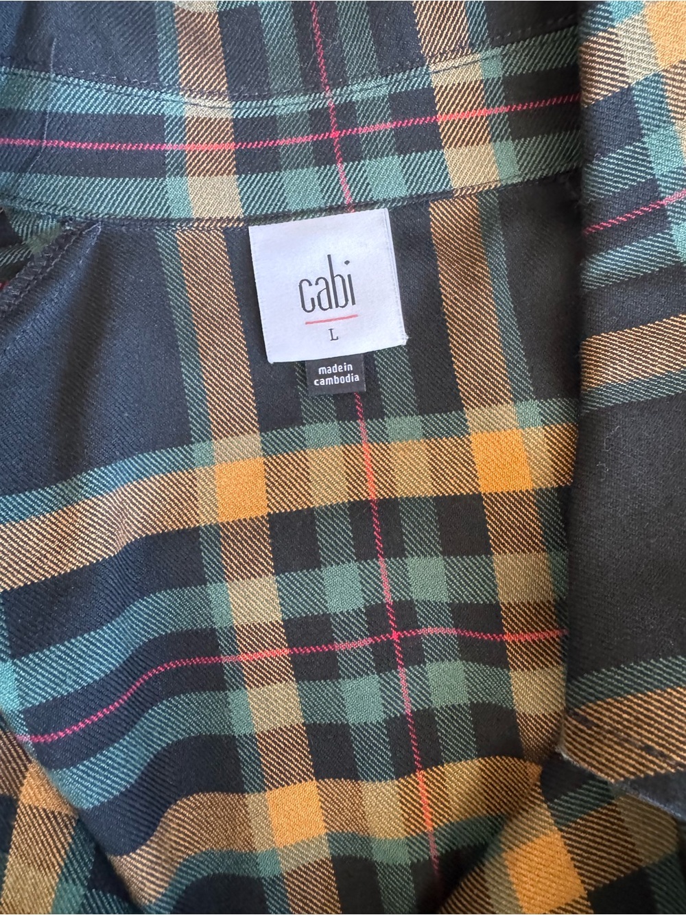 CAbi Plaid Jean Jacket in Green, Yellow, Black & Tan - Picture 11 of 11